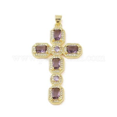 Настоящие 18к позолоченные латунные подвески с микропаве и кубическим цирконием KK-A209-22G-1