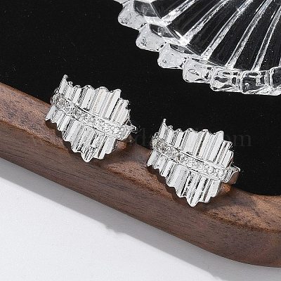 Серьги-кольца из латуни с прозрачным фианитом EJEW-Q014-17P-1