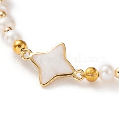 Браслеты из натуральных белых ракушек со звездами BJEW-JB05780-02-1