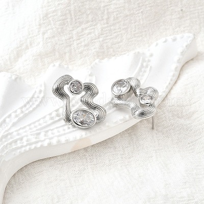 Серьги-гвоздики из циркония EJEW-V011-06P-1