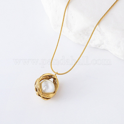 3 шт. элегантные круглые подвески из нержавеющей стали и искусственного жемчуга для женщин EH7526-2-1