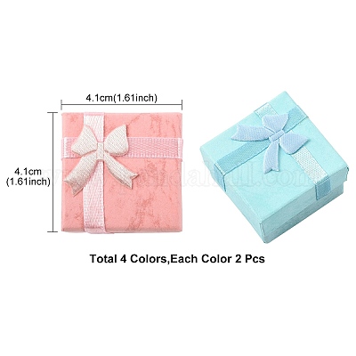 8 шт. 4 цвета упаковка для подарков на день святого валентина картонные коробки для колец CBOX-FS0001-07-1