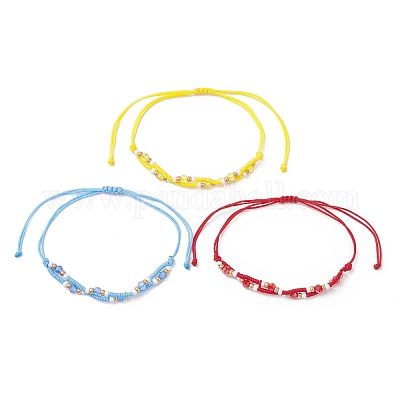 3 шт. регулируемые браслеты из стеклянных бусин BJEW-MZ00233-1