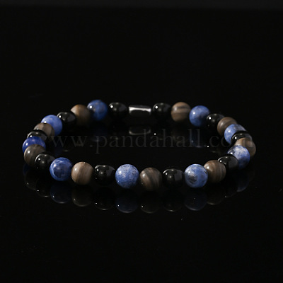 Мужские браслеты из круглых бусин натурального содалита DC0477-1