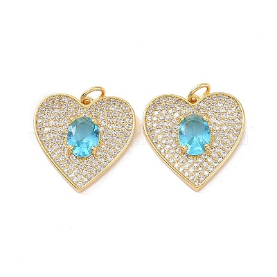 Сердце латунные микро проложить кубического циркония подвески KK-G435-02G-1