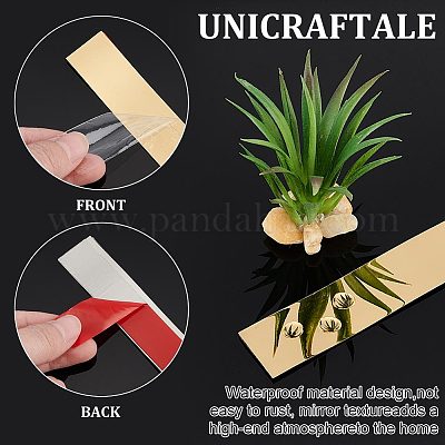 Самоклеящаяся отделка из нержавеющей стали 201 с зеркальным эффектом STAS-WH0033-51B-G-1