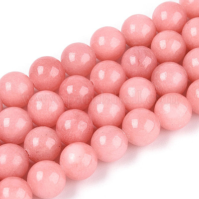 Нити круглых бусин из натурального окрашенного нефрита машан G-T139-8mm-67B-1