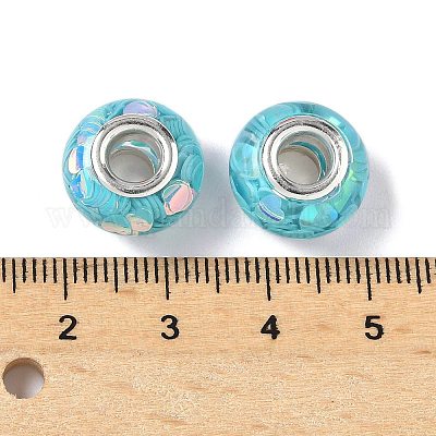 Прозрачные европейские бусины-рондель из смолы RESI-S023-09-1