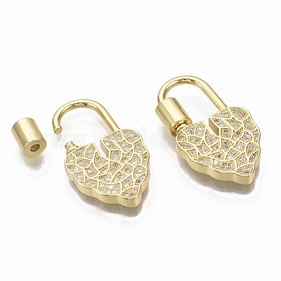 Латунь микропейв прозрачный кубический цирконий винт карабин подвеска с замком&nbsp;ZIRC-T014-009-NF-1