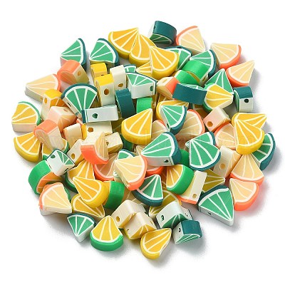 100шт 4 цвета оранжевые бусины из полимерной глины ручной работы CLAY-CJ0001-63-1