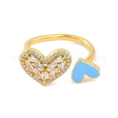 Открытые манжеты из латуни с микропаве и прозрачным фианитом RJEW-U009-04C-G-1