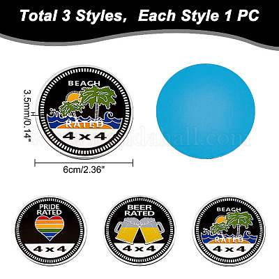 3 шт. 3 стиля круглые алюминиевые декоративные наклейки для автомобиля DIY-UN0005-42-1