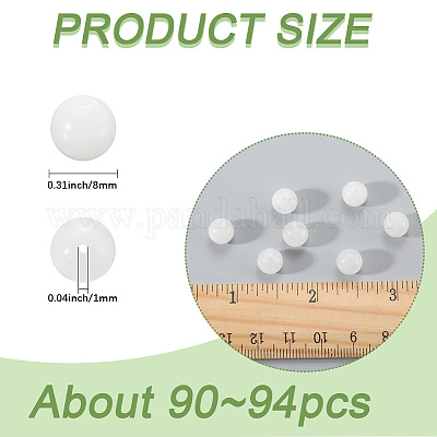 2 нитка круглых бусин из натурального белого нефрита G-SP0001-25-1