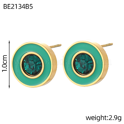 Серьги-гвоздики из нержавеющей стали 304 с эмалью STAS-OY003-57G-1