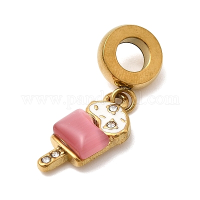 Европейские подвески-шармы с эмалью и кошачьим глазом из нержавеющей стали 304 STAS-D153-22A-G-1