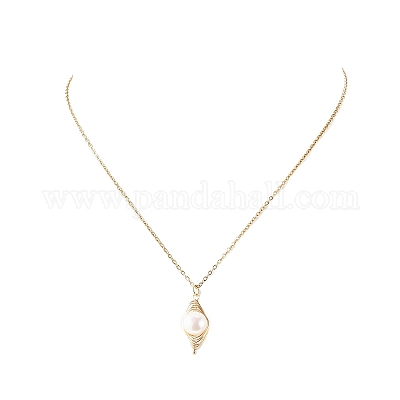 Ожерелье с подвеской из натурального жемчуга и серьги с подвесками X-SJEW-JS01276-1