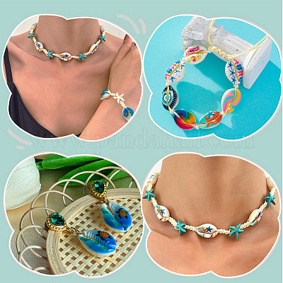 80шт печатные натуральные бусины из ракушек каури BSHE-LT0001-02-1