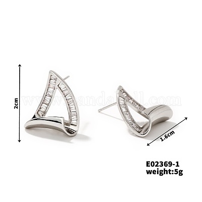 Шикарные серьги-гвоздики с треугольными геометрическими узорами и полыми краями PD9226-1-1