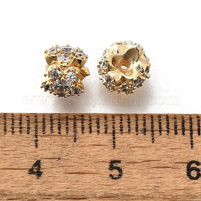 Латунные микро проложить кубического циркония бусы KK-M318-14G-1