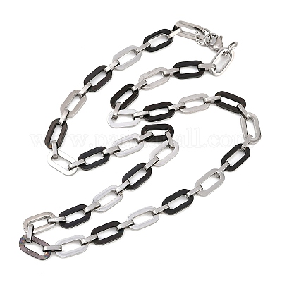 Женские ожерелья из овальной цепи из нержавеющей стали 201 NJEW-B143-04EBP-1