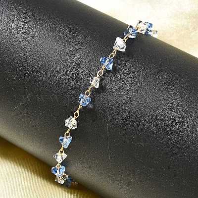 Браслеты-цепочки из латуни и стекла для женщин BJEW-F517-01G-1