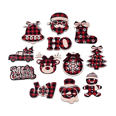 Рождественские подвесные украшения из дерева с односторонней УФ-печатью WOOD-N020-32-1