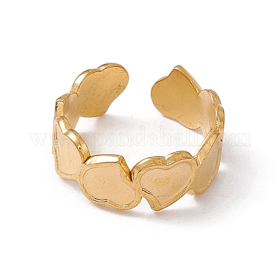 Ионное покрытие (ip) 304 нержавеющая сталь сердце обруч открытое кольцо манжета для женщин RJEW-C045-15G-1