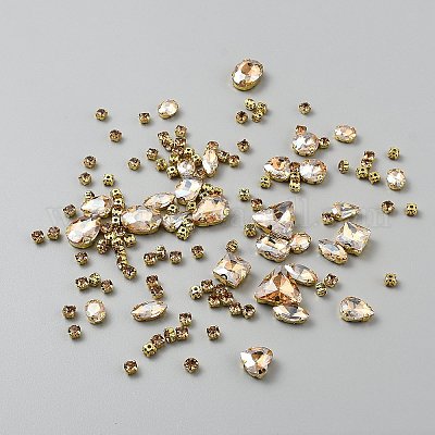130шт стеклянные пришивные стразы GACR-WH0008-03-1