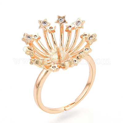 Звезда латунь микро паве прозрачный кубический цирконий регулируемые настройки кольца KK-T076-22G-1