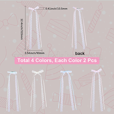 8 шт. 4-х цветные кружевные банты из полиэстера с заколками для волос из кожи аллигатора PHAR-CY0001-01-1