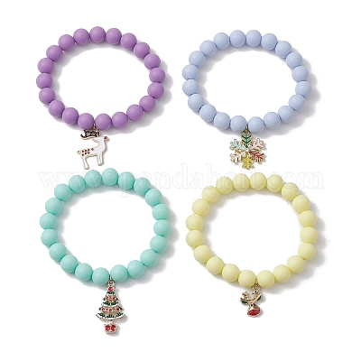 Рождественские тематические браслеты из силикона диаметром 9 мм BJEW-JB10879-1