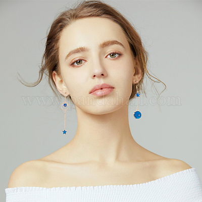 12 пара 12 стильных эмалевых асимметричных серег в виде луны EJEW-AN0002-12-1