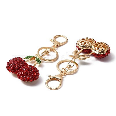 Брелок со стразами из цинкового сплава KEYC-WH0029-36G-01-1