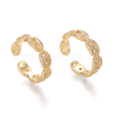 Регулируемые латунные кольца микро манжеты из прозрачного циркония RJEW-M133-11G-1