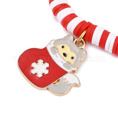 Элегантные рождественские браслеты ручной работы из полимерной глины heishi с бусинами MV9996-22-1