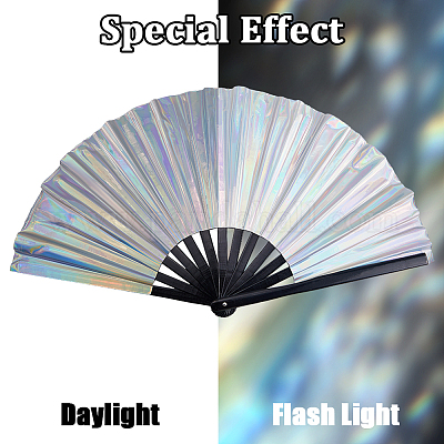 Лазерный веер из ПВХ-пластика и ткани Оксфорд с сумками для вентиляторов AJEW-WH20022-90-1