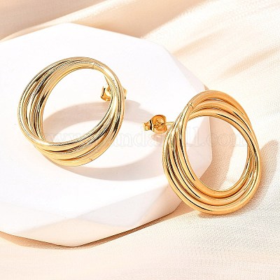 201 серьги-гвоздики из нержавеющей стали EJEW-Q026-01G-1