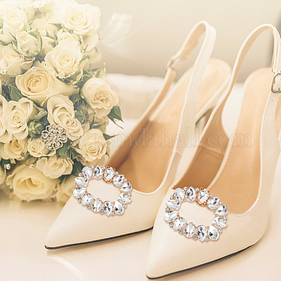 4 шт. 2 цвета цинковый сплав кристалл горный хрусталь украшение для обуви FIND-GO0002-30-1