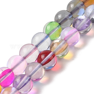 Гальванические нити из синтетических бусин из лунного камня G-C131-A01-02-1