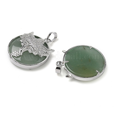 Плоские круглые подвески из смешанных драгоценных камней из натуральных и синтетических камней G-G279-01P-1