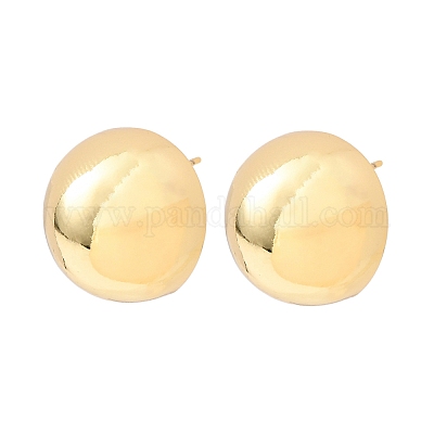 Полукруглые латунные серьги-гвоздики EJEW-D346-07G-1