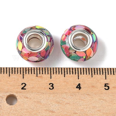 Прозрачные европейские бусины-рондель из смолы RESI-S023-33-1