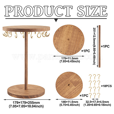 Вращающаяся круглая деревянная ювелирная витрина-органайзер для ожерелий подвесная стойка-башня NDIS-TAC0001-01A-1