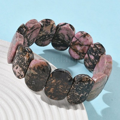 Браслеты из натуральных бусин родонита для женщин и мужчин BJEW-I323-02F-1