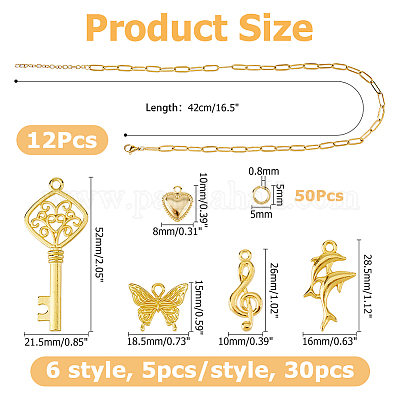 Плоские цепочки-скрепки из хирургической нержавеющей стали 316L и подвески из сплава SJEW-HS00003-1