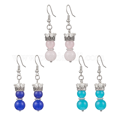 3 пара серег-подвесок из искусственного нефрита EJEW-JE06619-1