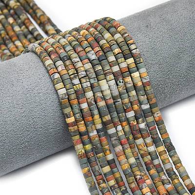 Нити бусин из натуральной красной яшмы пикассо/полихромной яшмы&nbsp;G-P575-B10-4x2mm-1