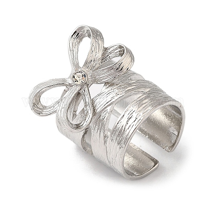 Широко открытые манжеты из сплава со стразами и бантом для женщин RJEW-S412-07P-1