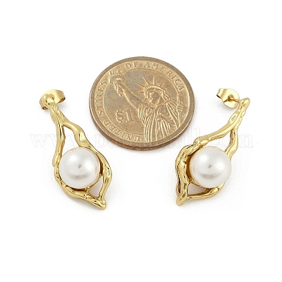 Серьги-гвоздики из нержавеющей стали 304 с ионным покрытием (IP) EJEW-A119-02G-1