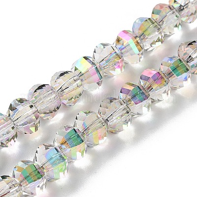 Прозрачные стеклянные бусины гальваническим пряди GLAA-Q099-C01-06-1-1